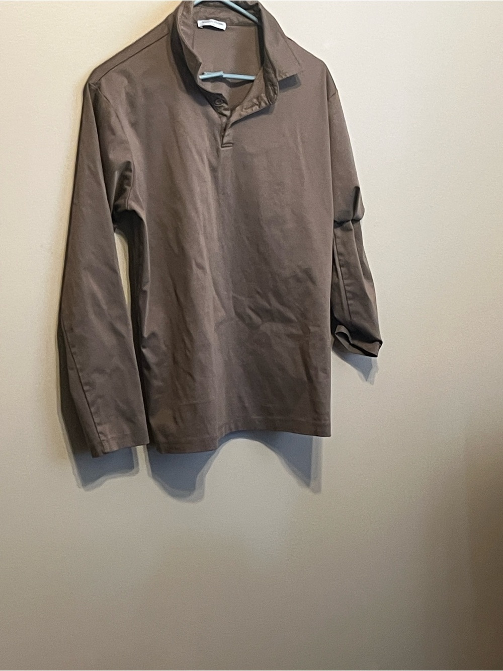 Men's Long-Sleeve Polo in Brown Taupe